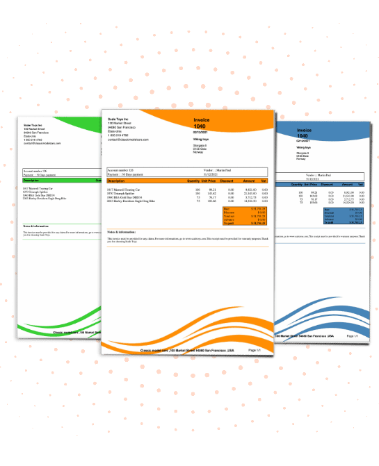 In-Mobility Invoice templates